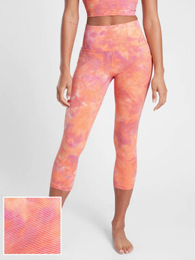 Athleta Salutation Stash Pocket II Textured Capri,Island Coral SIZE S #980375 O1